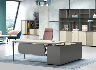 Luxurious 2-piece office furniture set corner desk + filing cabinet for document storage